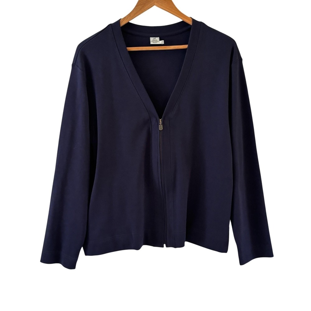 Peruvian Connection 100% Pima Cotton Cardigan Sweater Womens S Blue Full Zip